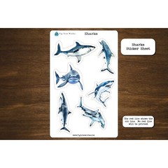 Sharks Sticker Sheet | Planner and Journal Stickers | Decoration Stickers