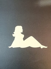Vintage Stickers MUD FLAP GIRL Glossy Foil Vending Sticker VTG PVI Silver 01