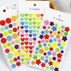 54 Sheets Colorful Heart Polka Dots Star Shape Stickers Rainbow Decorative Decal