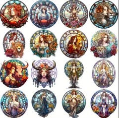 10pcs Astrology Zodiac Constellation Stained Glass Window Stickers- DIY