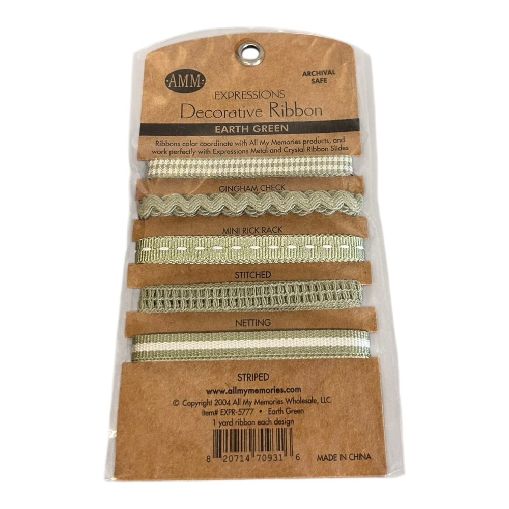 All My Memories Expressions Earth Green Decorative Ribbon 5 – 1 Yard Each NEW