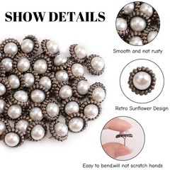100 PCS 16mm Retro Floral Pearl Mini Brad Fasteners Split Pins Paper Craft