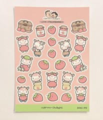 Hubman and Chubgirl Strawberry Cows Vinyl Sticker Sheet NEW