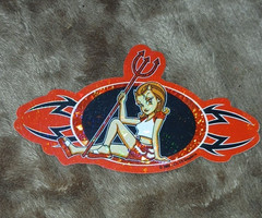 Holographic Devil Girl Sticker Fantasy & Magic Red Black Scrapbooking