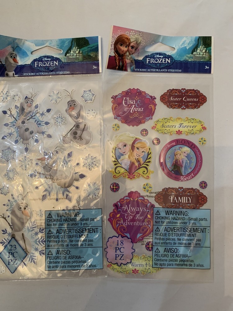 2 Sheet Disney Frozen Stickers 41 p Olaf Snowman Anna Elsa Sister Queens Forever
