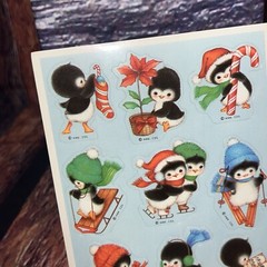 Vintage 1984 Hallmark Baby Penguin Winter Sticker Sheet Holidays Christmas