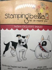 New Stamping Bella Rubber Stamp DOGS STAFFIE & ENGLISH BULL TERRIER free USA shp