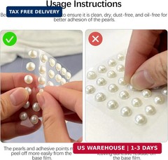 1982 Pcs Self-Adhesive Pearl Stickers, Multiple Sizes, Decorative Pearl Gems for