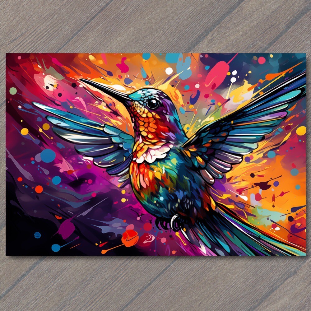 STICKER Hummingbird Smile Happy Retro Pop Art Splash Colors Cute Fun Vibrant