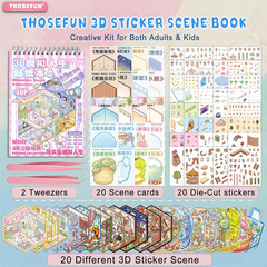 3D Sticker Scene Book for Adults, 20 Mini Sticker Scenes DIY Craft – Make Your O
