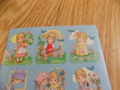 vintage sticker sheet Betsey Clark Joan Walsh bluebird kitten little girls