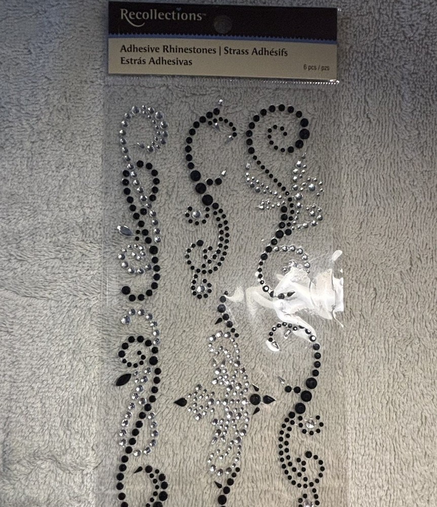 New Recollections Black & Clear Rhinestone Embellishment Stickers 6 Count
