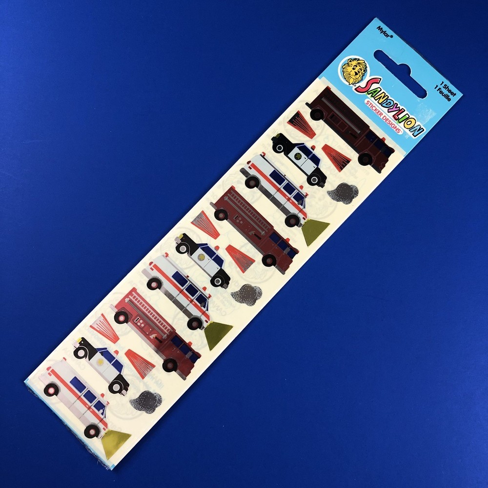 1990s Sandylion | (Emergency Vehicles) Sticker Sheet Rare VTG Vintage Bonus NEW