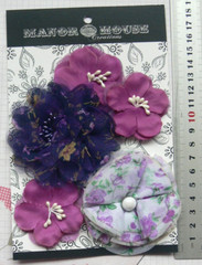 PURPLE PHLOX & WHITE Mix Fabric 5 Flower Mix 50-80mm Manor House