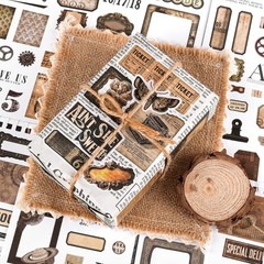 Pre-Cut Vintage Sticker for Journaling, 595PCS – 50 Sheets Washi Brown Scrapb…