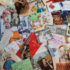 Vintage Junk Journal Paper Lot Ephemera Craft Bundle Old Photos Christmas Cards