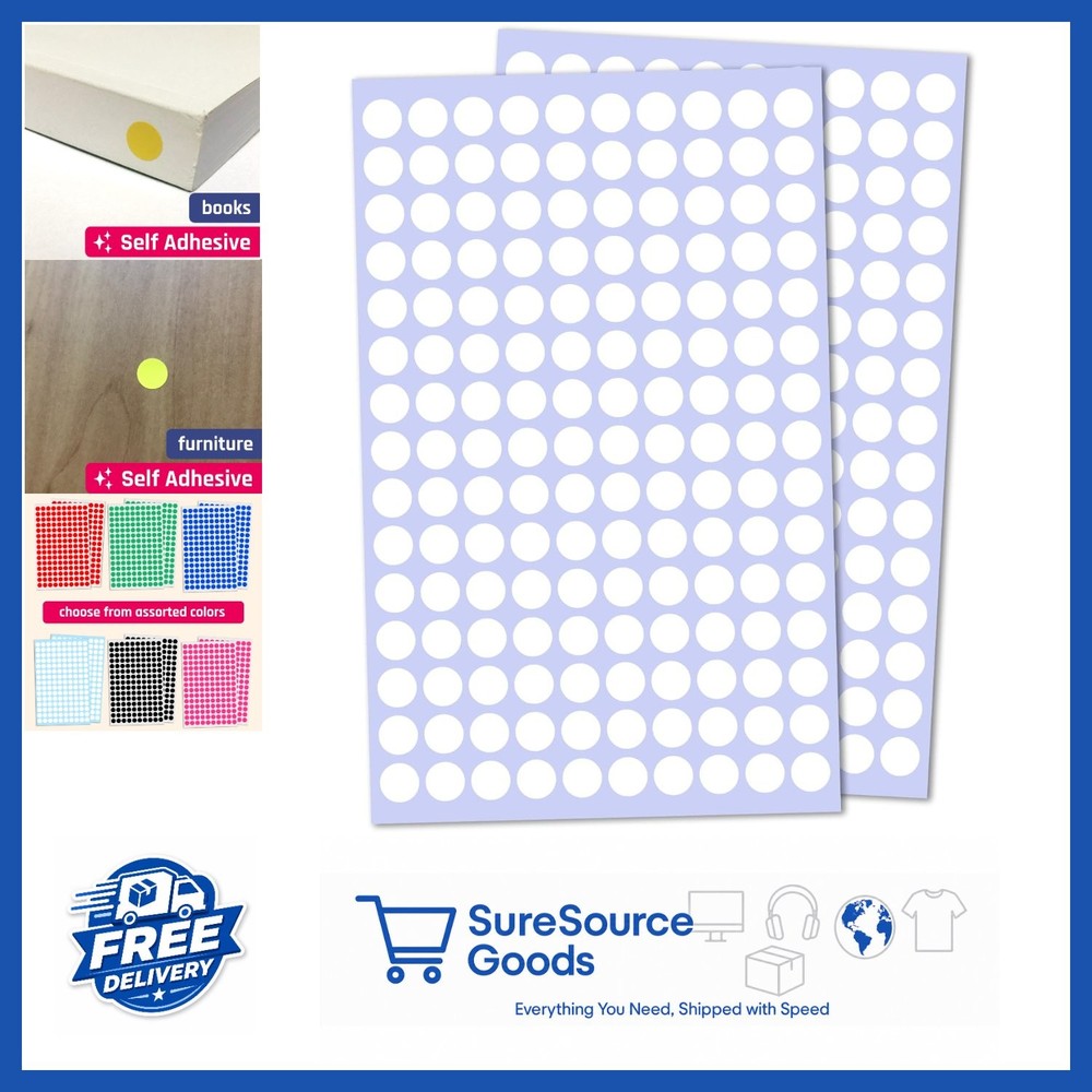 White Round Dot Stickers 3000 Pack Self-Adhesive Labels 3/8 Inch Diameter