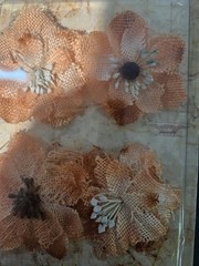 Petaloo Petal Crafting Burlap Blossoms Apricot quan 4 NEW