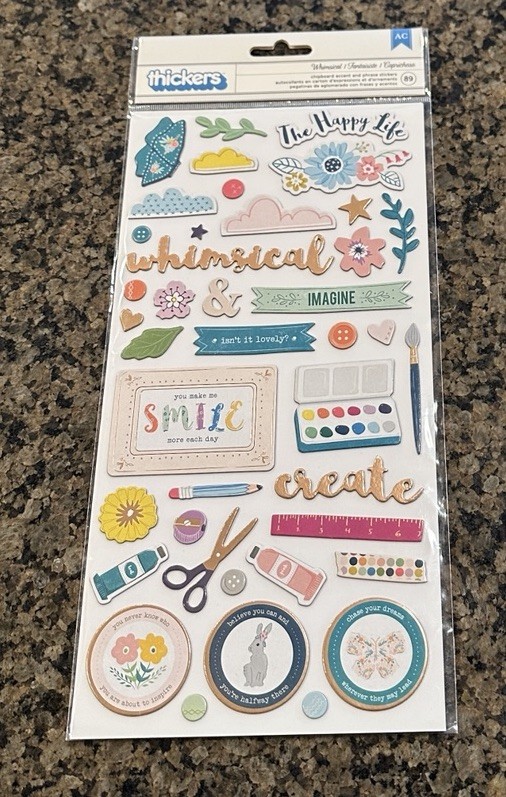 Thickers WHIMSICAL Chipboard Accent and Phrase Stickers Foil Crafts