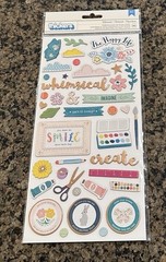 Thickers WHIMSICAL Chipboard Accent and Phrase Stickers Foil Crafts