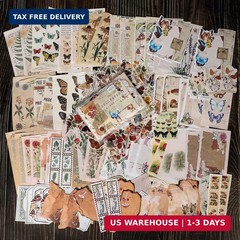 200 Pieces Vintage Scrapbook Supplies Pack for Junk Journal Planners DIY Paper S