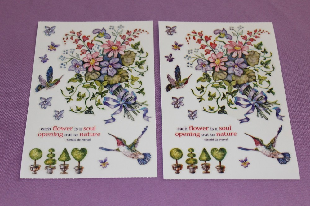 PSX Lot of 2 Sheets of RARE Wildflower Bouquet Flowers Hummingbirds Stickers!