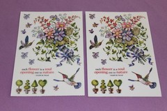 PSX Lot of 2 Sheets of RARE Wildflower Bouquet Flowers Hummingbirds Stickers!
