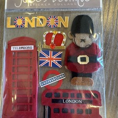 NEW, Vintage Jolee’s Boutique Dimensional Stickers «London» Theme 8 Pieces