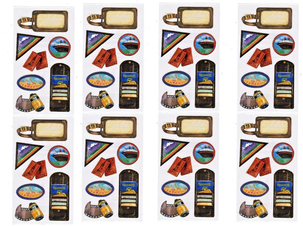 Frances Meyer Vintage style TRAVEL Vacation Luggage Passport Stickers 8 sheets