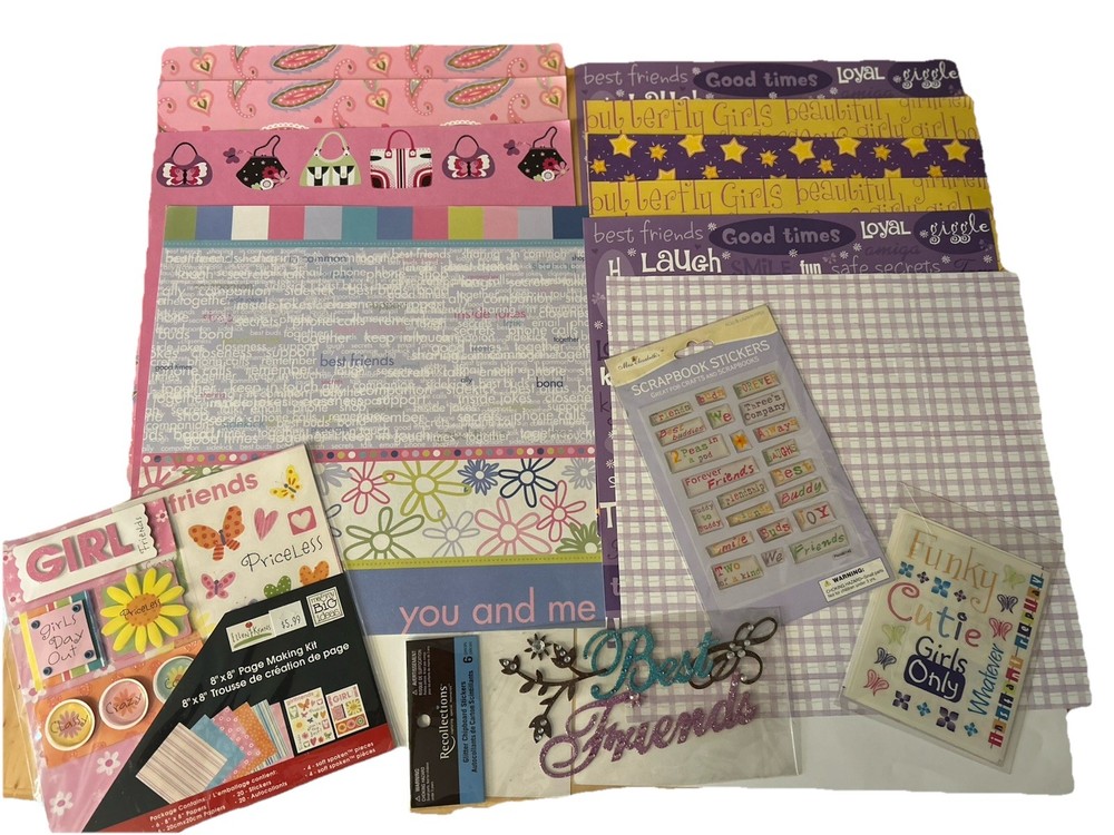 Large Lot Of Girly Girl Best Friends Scrapbook Stickers And Paper Creative Mem