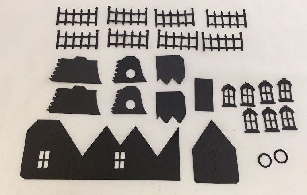Tim Holtz Village Die Cuts * Village Manor * Black or White Cardstock * One Set