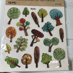 Lot Of 5 Packs Scrapbook Craft Stickers 3-D Glitter Trees Grandpa Birds Shiny