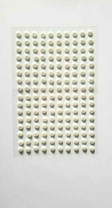 CraftbuddyUS 160pcs 5mm Individual CREAM PEARL Self Adhesive Rhinestone Gems