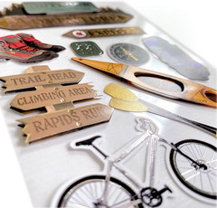 Die-Cut Dimensional & Foil Accent Travel Scrapbook Sticker Sheet – Outdoor Adven