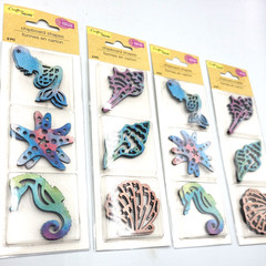 Crafters Square Chipboard Shapes 24pc Seashells Mermaids Seahorses Starfish NEW