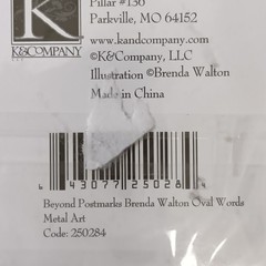 K&Company Beyond Postmarks Brenda Walton Oval Words Metal Art – 4PC