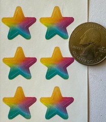 COLORFUL STAR Stickers(21pc) Hallmark…Rainbow…Teal…Yellow…Pink…Blue…Card Making