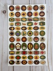 Thanksgiving 66 Stickers Leaves Acorn Pilgrims Corn Turkey Pie Crow Grapes New