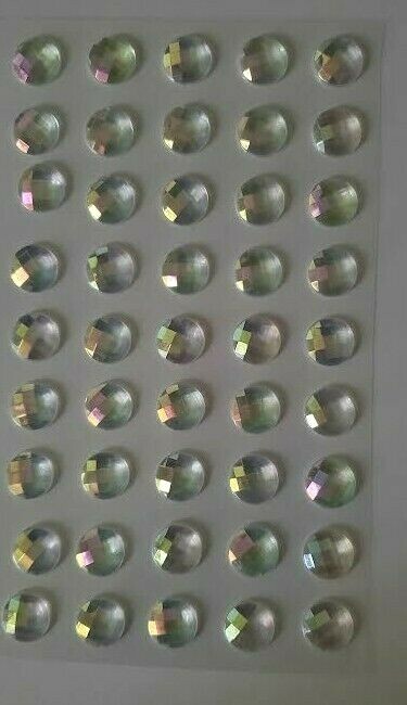 CraftbuddyUS 45pcs x 12mm Stick On AB Clear Faceted Round Rhinestone Gems, Craft