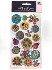 Sticko Stickopotamus Flowers And Bees Stickers Epoxy Holographic Sparkle S02