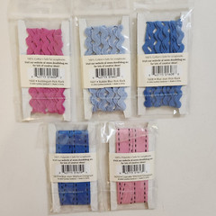 NEW Lot 7 Pkgs Doodlebug Design Ribbon Rick-Rack Stitched Grosgrain Pink Blue -B
