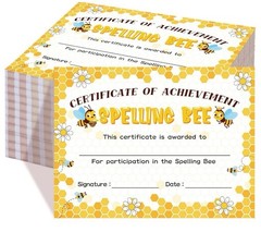 100 Pcs Spelling Bee Achievement Award Certificates 11×8” Recognition 4 Ripped