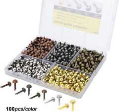 Brads for Paper Crafts, 500Pcs Multicolor Metal Paper Fasteners, 8X17Mm Fastener