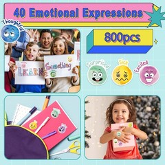 800Pcs Emotion Stickers for Kids, Classroom Rewards, DIY Labels