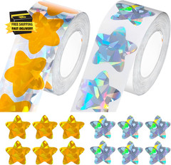 1000 PCS Holographic Star Stickers 1 Inch Self Adhesive Glitter Foil Metallic St