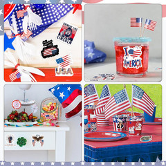4Th of July Stickers, 100 PCS Patriotic Stickers, American Flag Sticker, Self-Ad