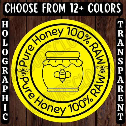 40 RAW HONEY STICKERS 2″ ROUND LABELS SEALS PURE HONEY SCRATCH RESISTANT ORGANIC
