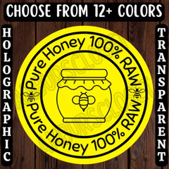 40 RAW HONEY STICKERS 2″ ROUND LABELS SEALS PURE HONEY SCRATCH RESISTANT ORGANIC