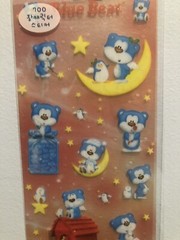 Morning Glory Blue Bear On The Moon Glitter Sticker Sheet Kawaii Vintage Htf