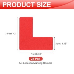 5S Location Marking Corner, (3x3x1.2 Inch, Red) (24Pcs), l -shaped Sticker